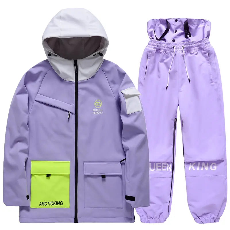 Winter Thick Ski Coat & Matched Pants Set Insulated Snowwear