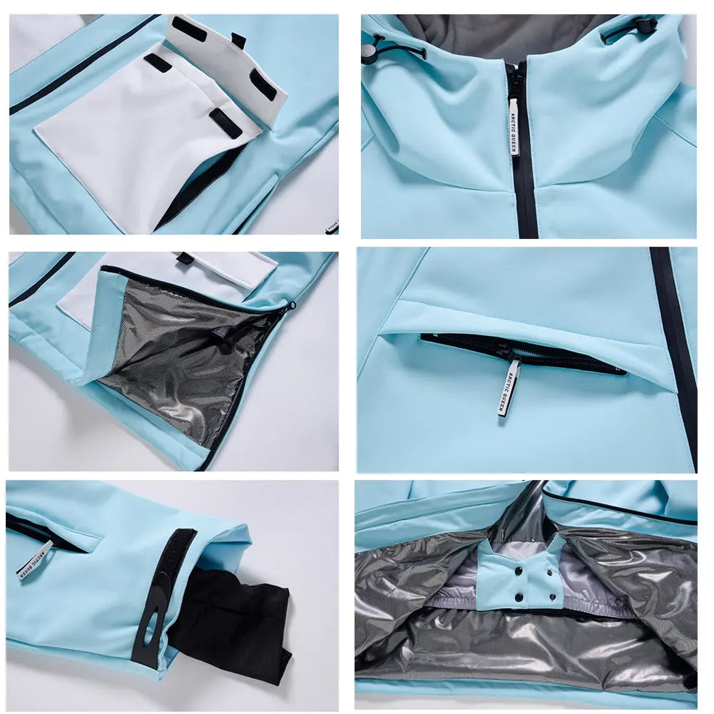 Winter Thick Ski Coat & Matched Pants Set Insulated Snowwear