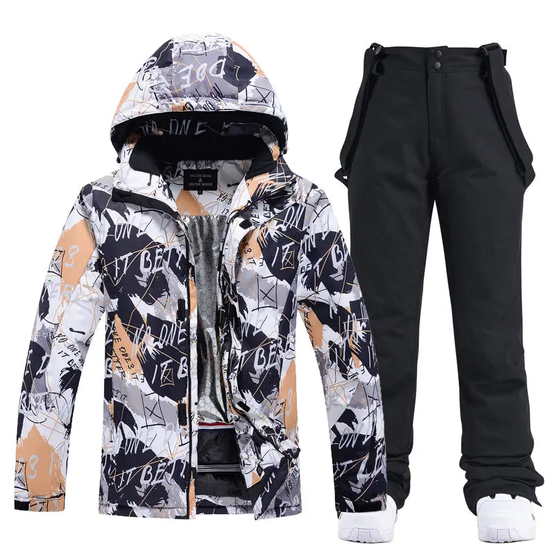 Hotian Men Ski Set Insulated Jacket & Bib Pants Waterproof