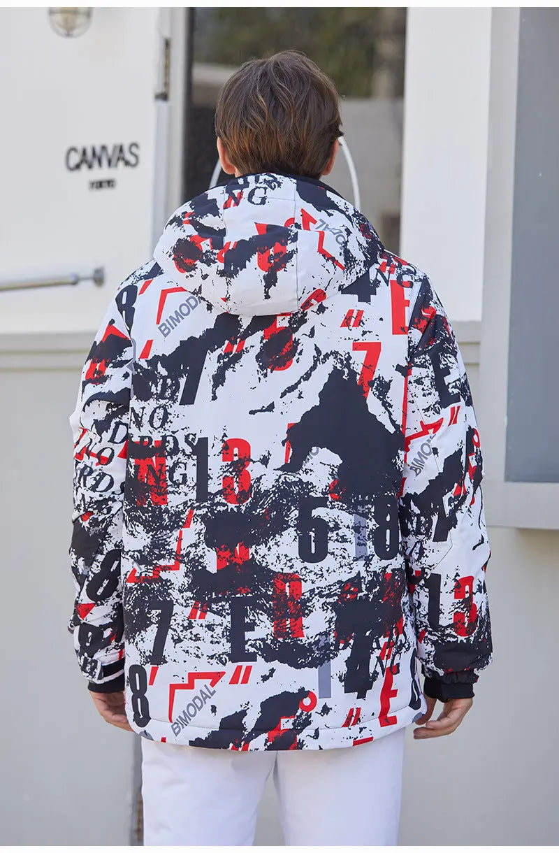Men Classical Printed Ski Snowboard Insulated Jacket & Bib Pants