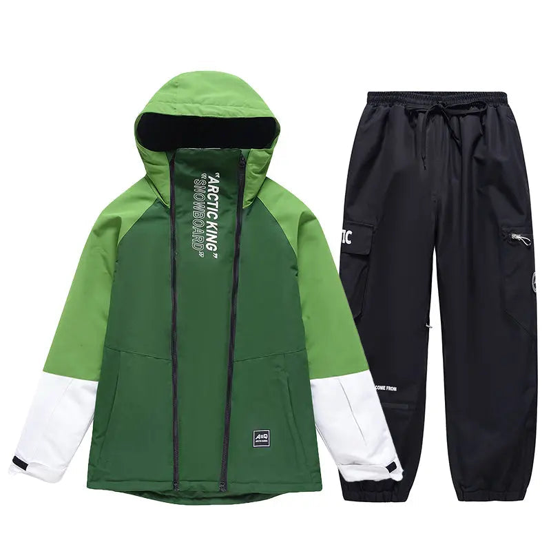 2024 New Hooded SnowboardJackets & Pants Set Loose Fit Style Outwear