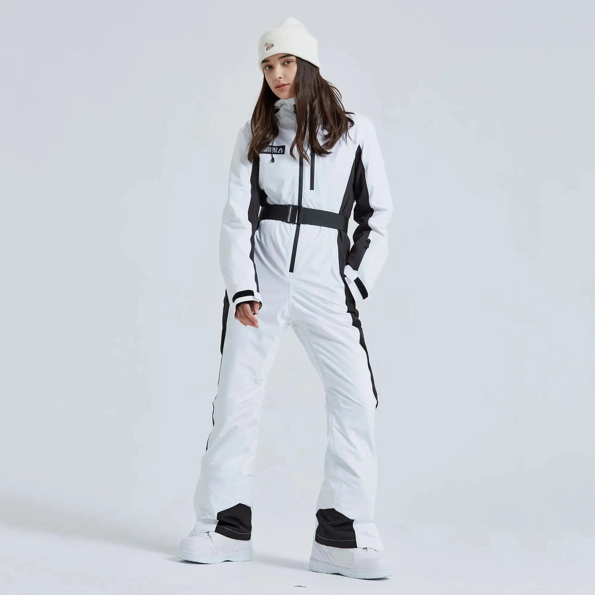 Hotian Women High Neck Hooded One Piece Ski Suits