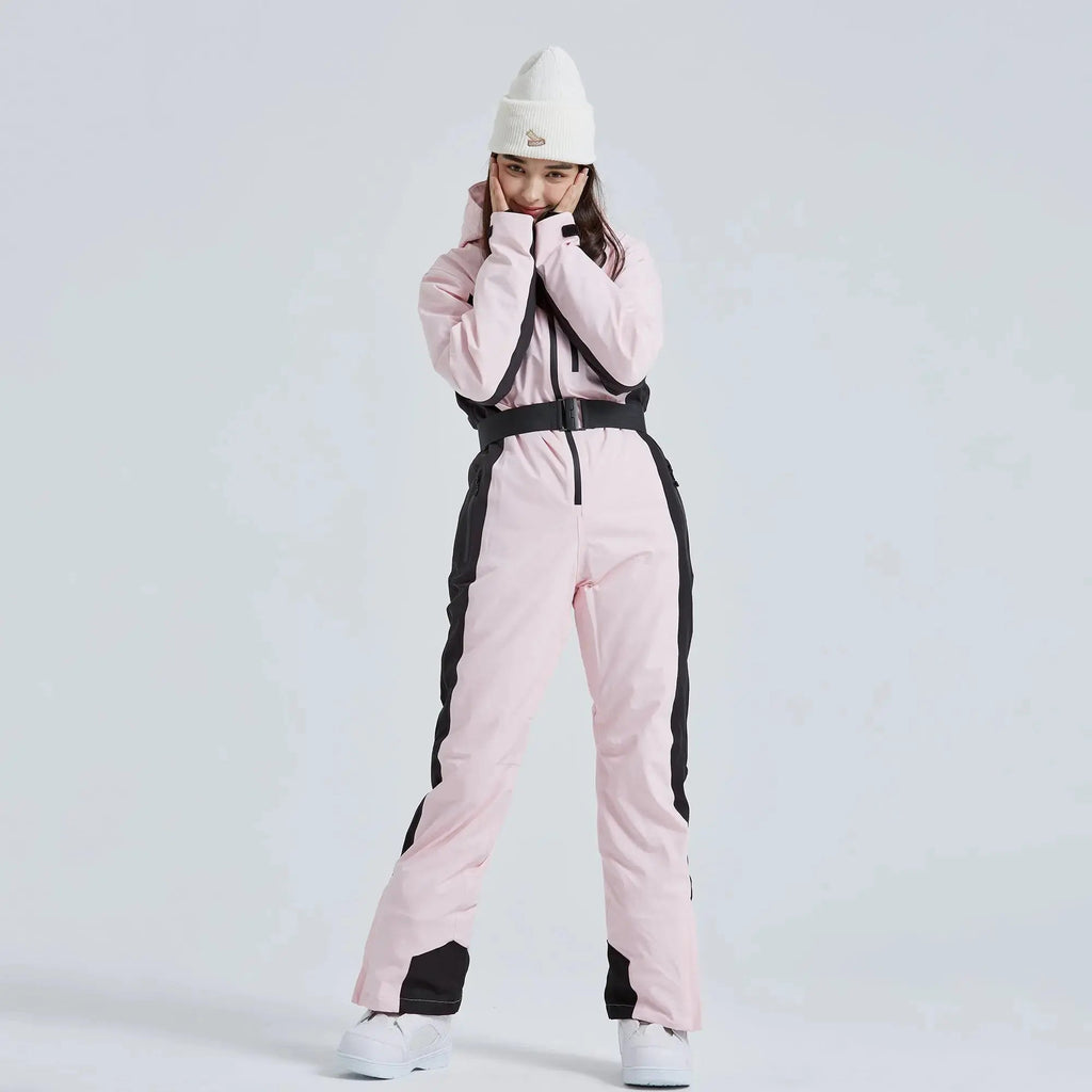 Women High Neck Hooded One Piece Ski Suits-US ONLY