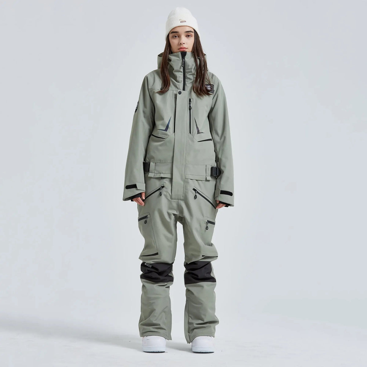 Women Outdoor Hooded Ski Suits Winter One Piece Snowsuits Jumpsuits