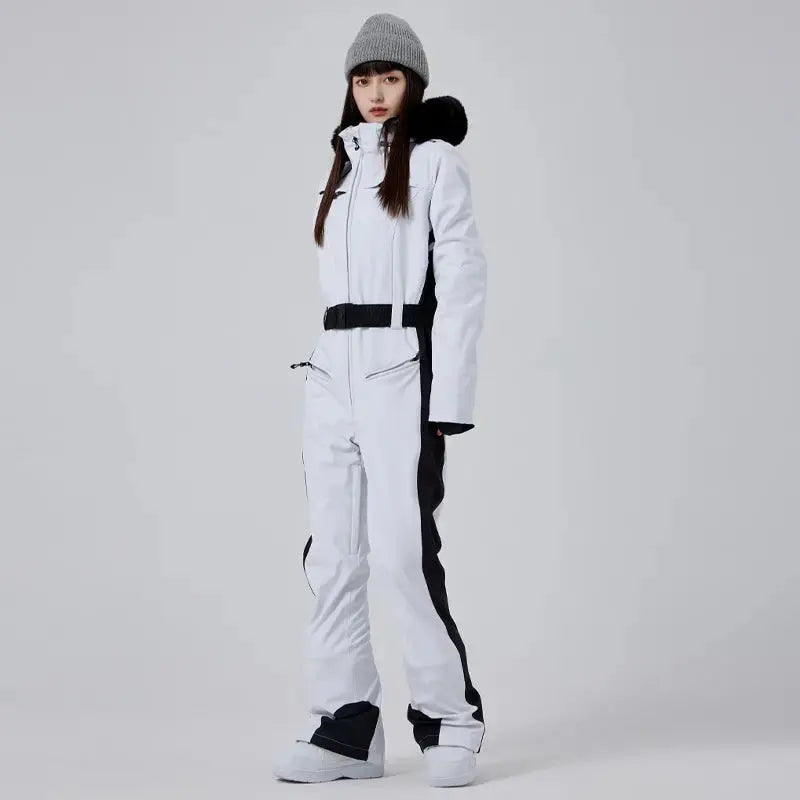 Women High Neck Hooded One Piece Ski Suits-US ONLY