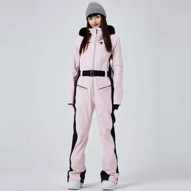 Women High Neck Hooded One Piece Ski Suits-US ONLY