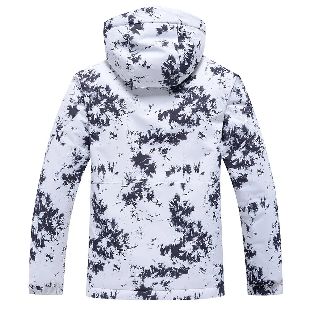 Women Hooded Insulated Snow Jacket Printed Ski Coat for Outdoor Sports