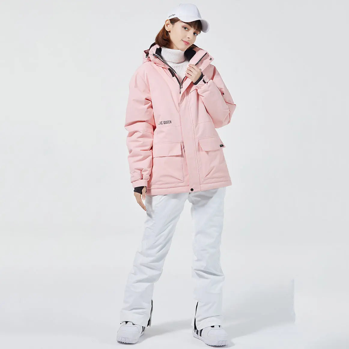 Hotian Women Ski Snow Cargo Jacket Hooded Insulated Coat for Sports