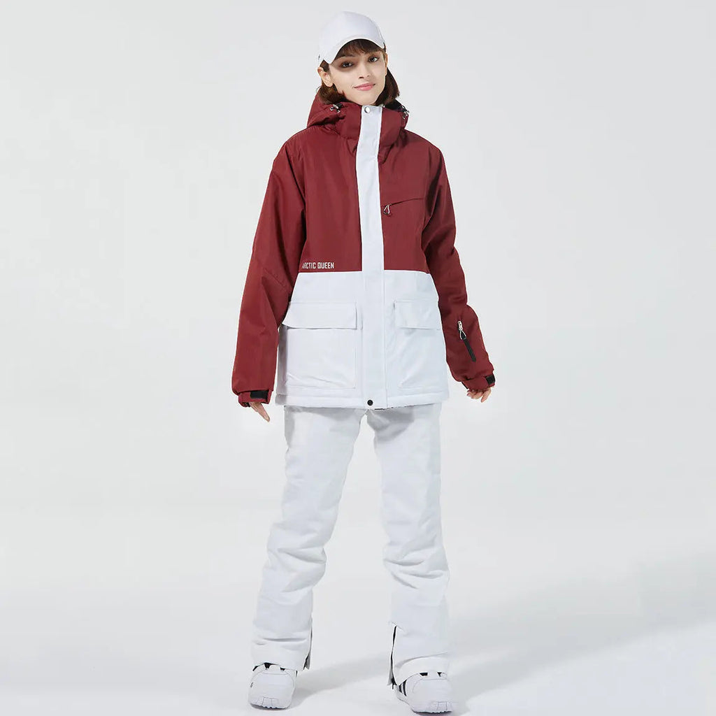 Hotian Women Ski Snow Cargo Jacket Hooded Insulated Coat for Sports