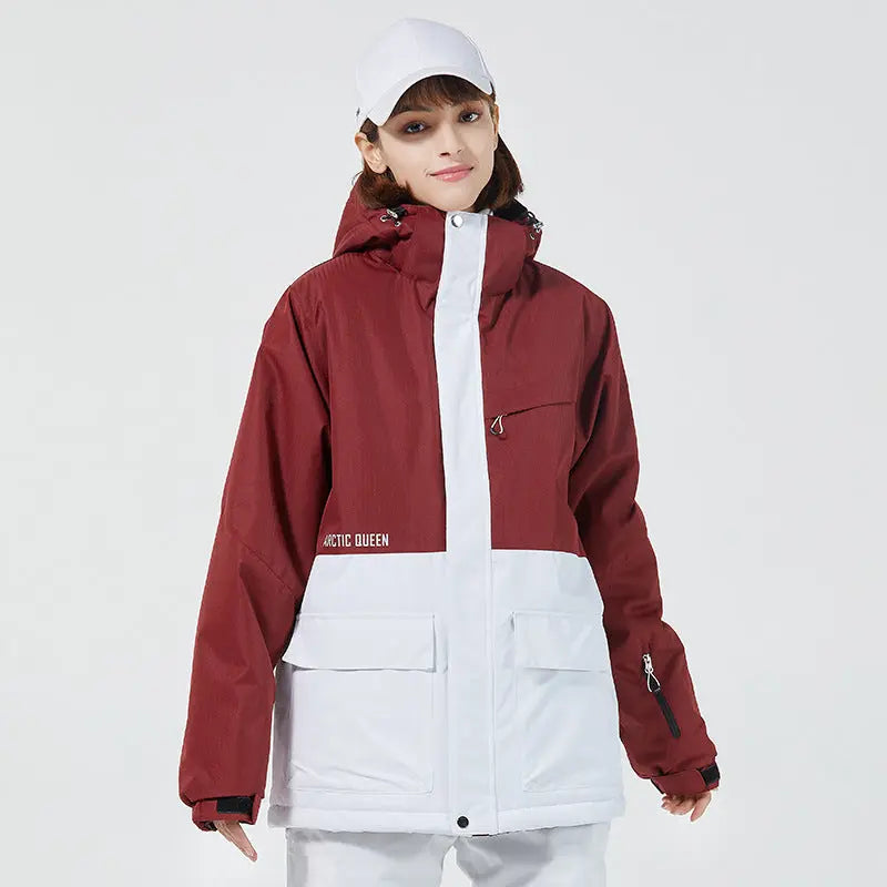 Hotian Women Ski Snow Cargo Jacket Hooded Insulated Coat for Sports