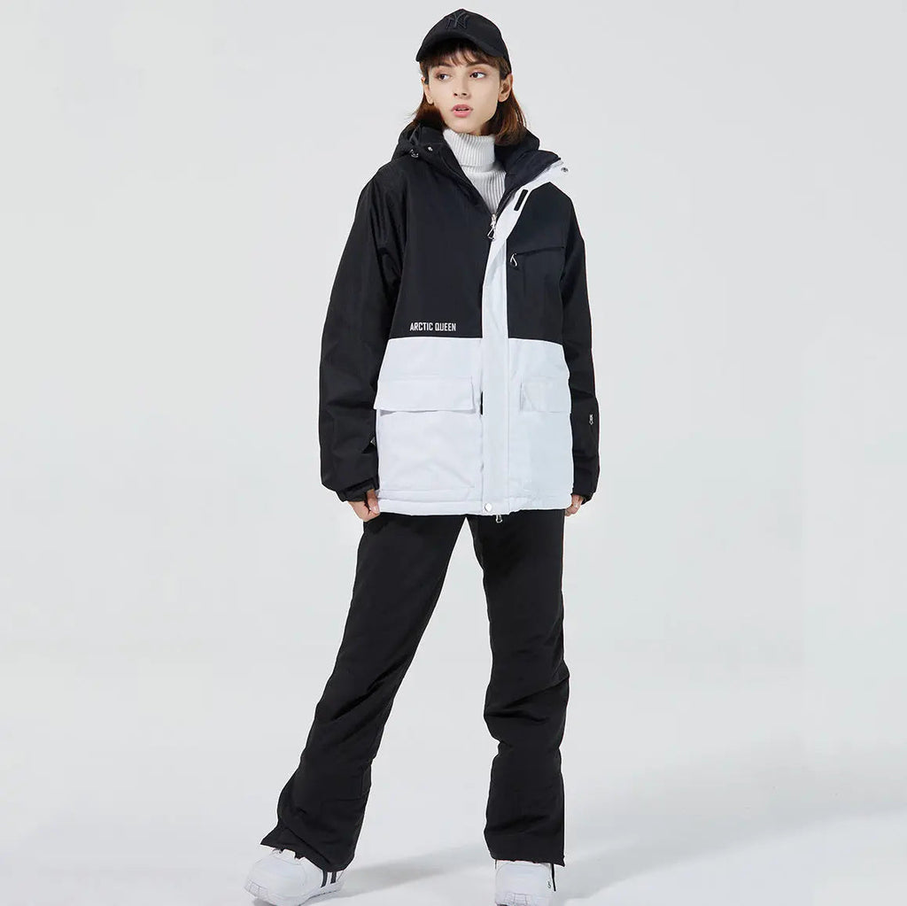 Hotian Women Ski Snow Cargo Jacket Hooded Insulated Coat for Sports