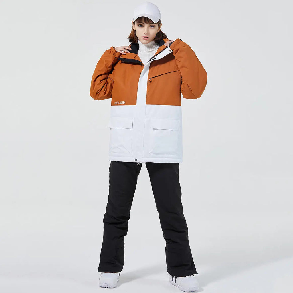 Hotian Women Ski Snow Cargo Jacket Hooded Insulated Coat for Sports