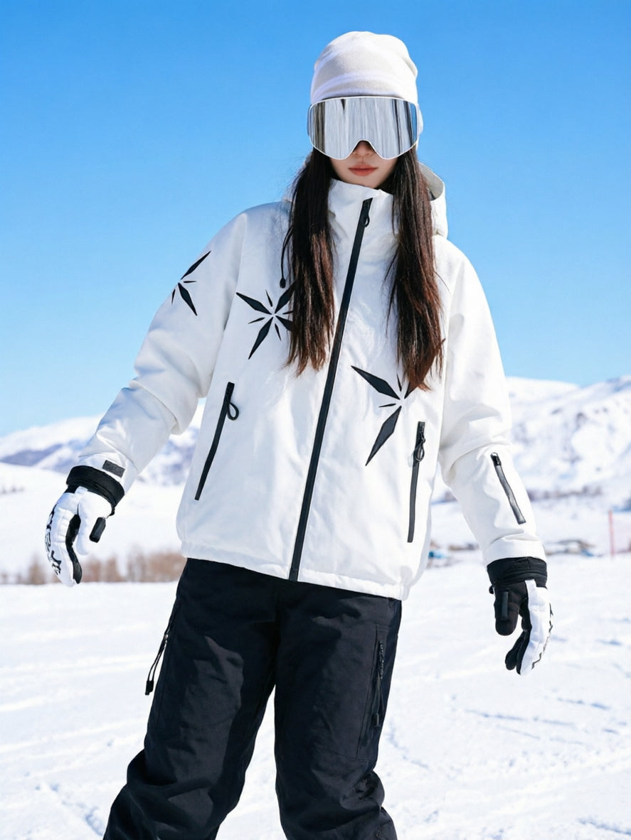 Women's Snowflake-Appliqué Winter Ski Jacket