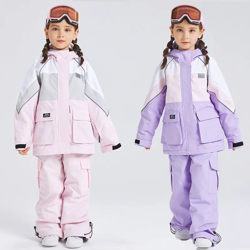 Kids 2 Pieces Snow Jacket & Bibs Outdoor Winter Ski Overalls
