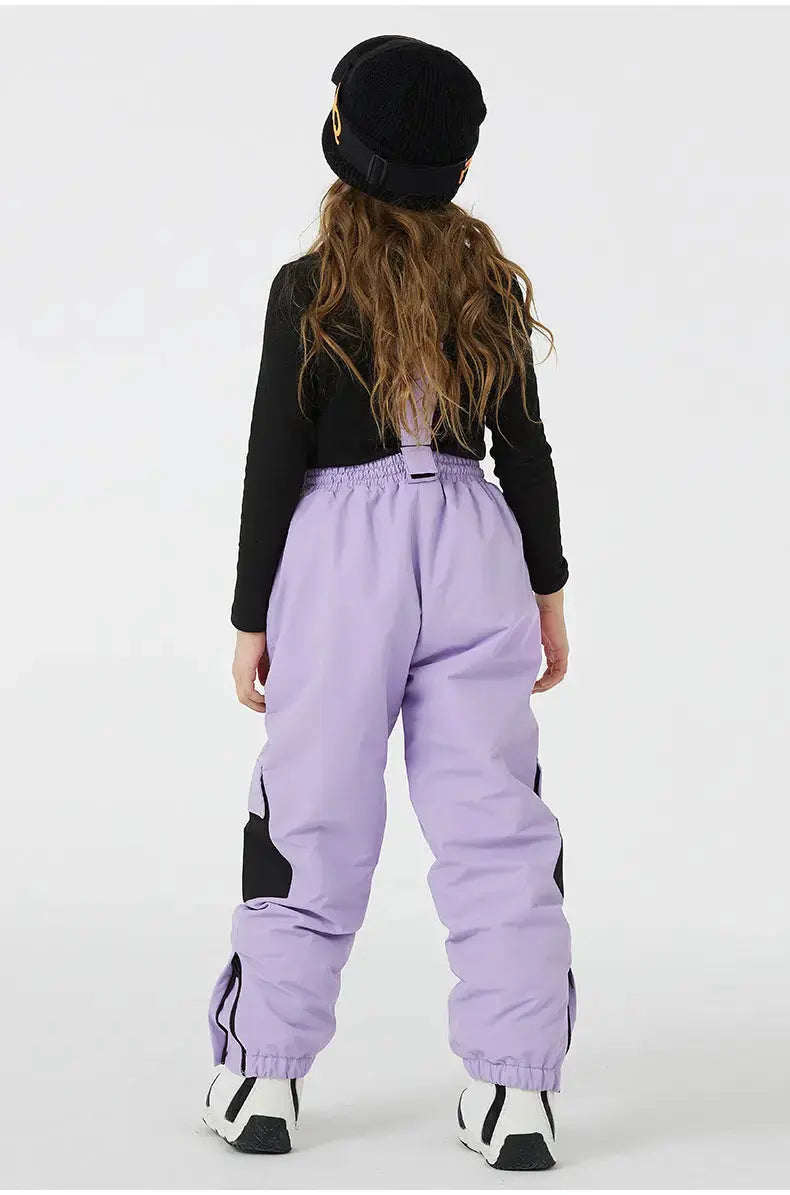 Kids Loose Fit Snow & Ski Pants Removable Shoulder Strap