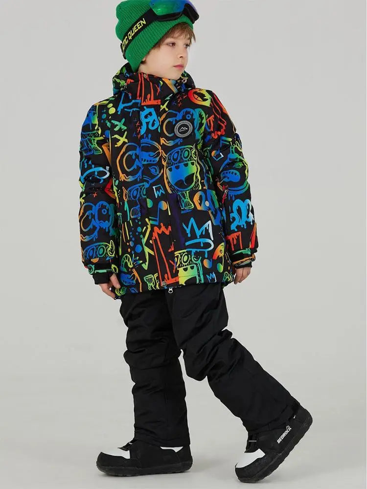 Kids Outdoor Ski Jacket & Pants Set Insulated Snowboard Outwear