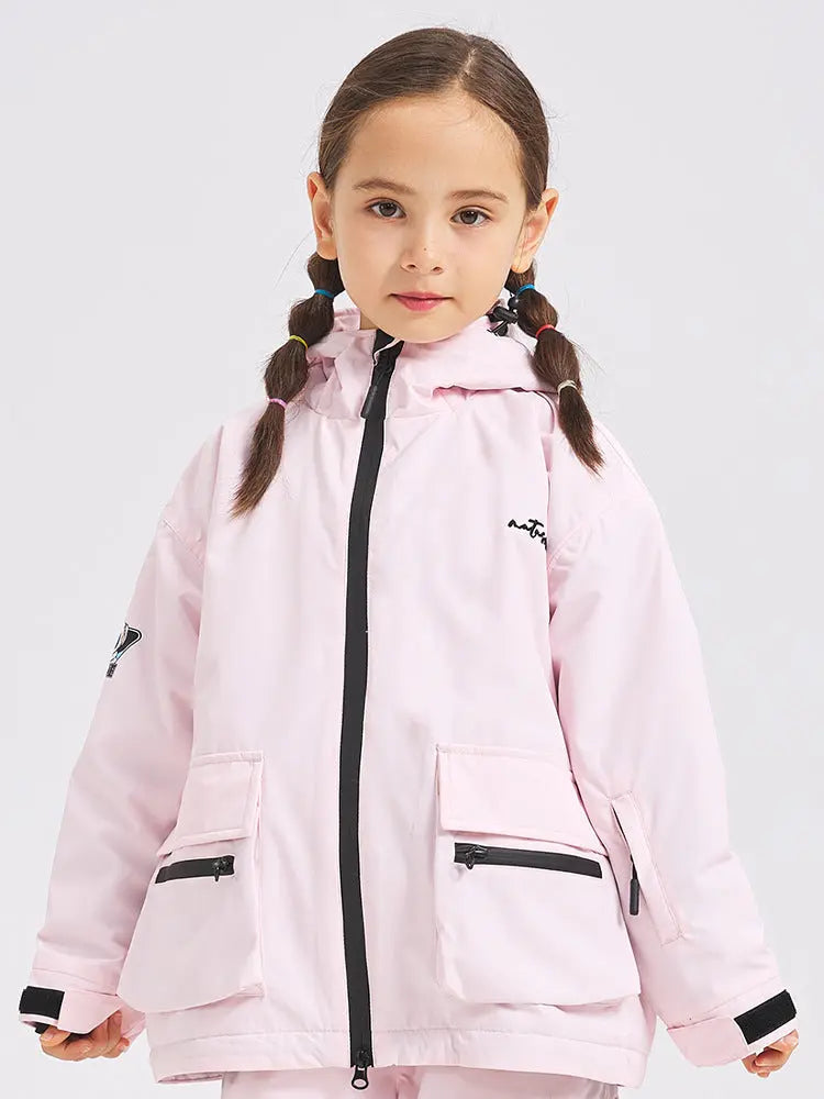 Kids Warm Ski Jacket Coat for Winter Solid Color Snow Wear