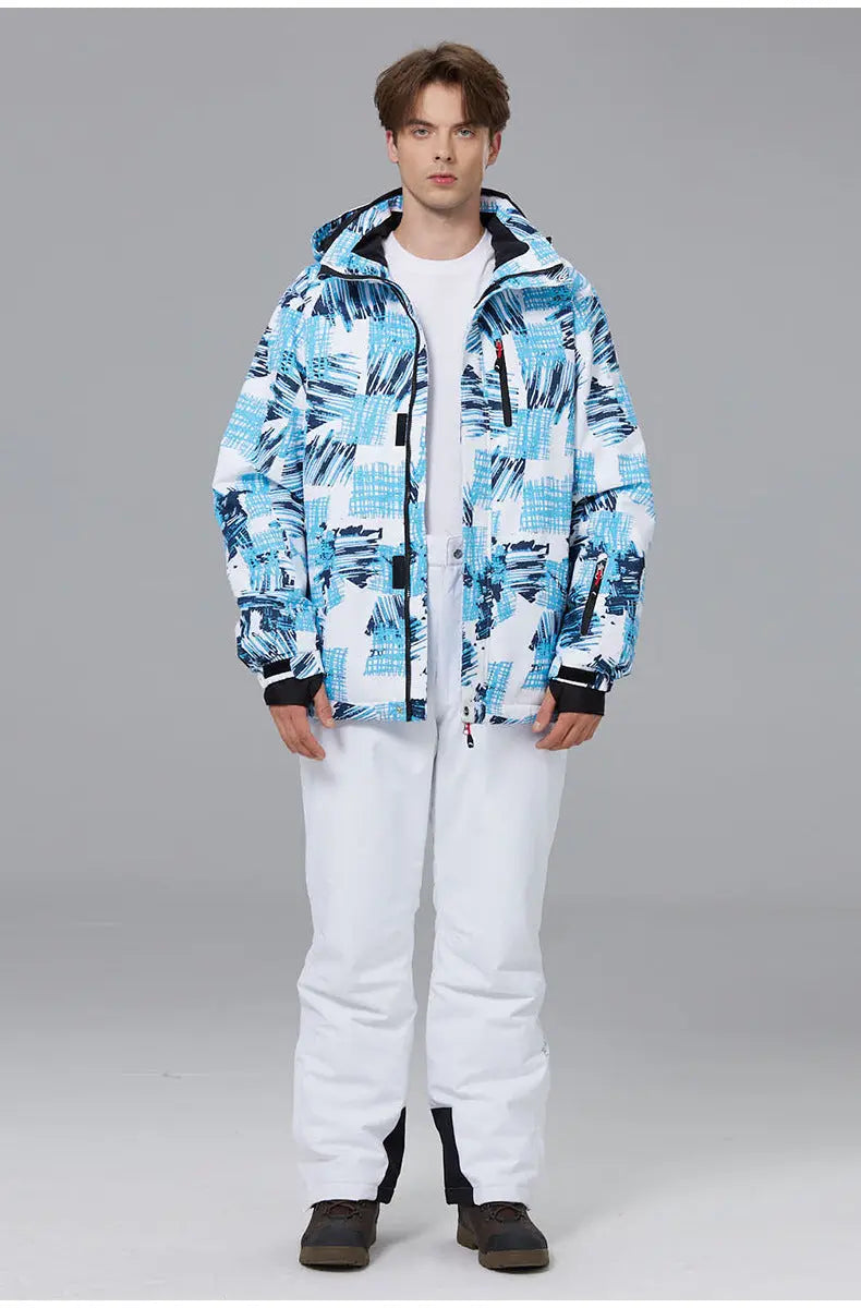 Men Outdoor Ski Snow Jackets Printed Snowboard Outfit
