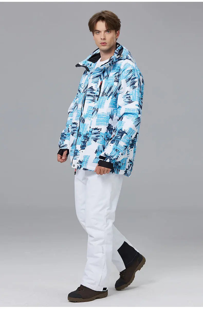 Men Outdoor Ski Snow Jackets Printed Snowboard Outfit