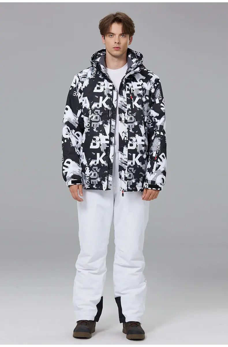 Men Outdoor Ski Snow Jackets Printed Snowboard Outfit
