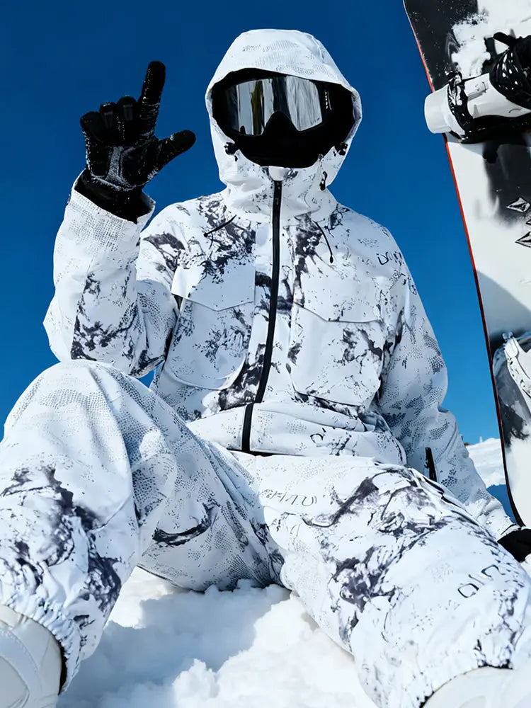 Men Printed Ski Suits Set Unique Insulated Ski Outwear
