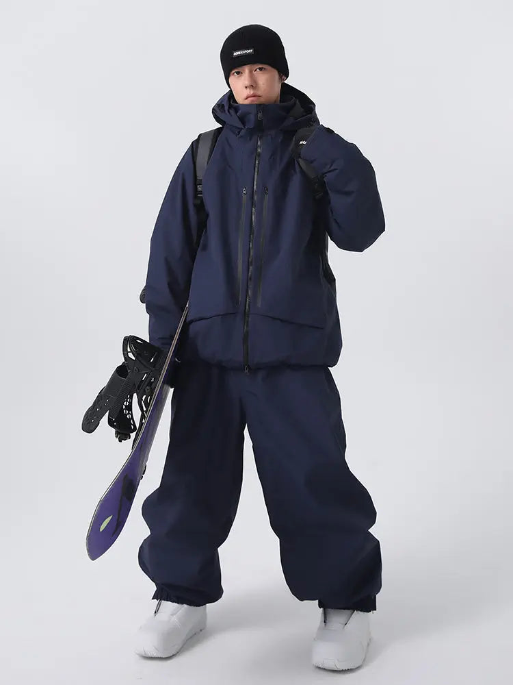Men's Baggy Snow Suits 2 Pieces Hooded Ski Jacket & Pants Set