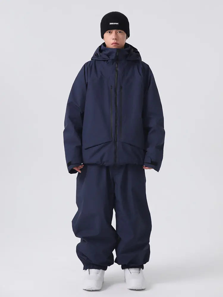 Men's Baggy Snow Suits 2 Pieces Hooded Ski Jacket & Pants Set