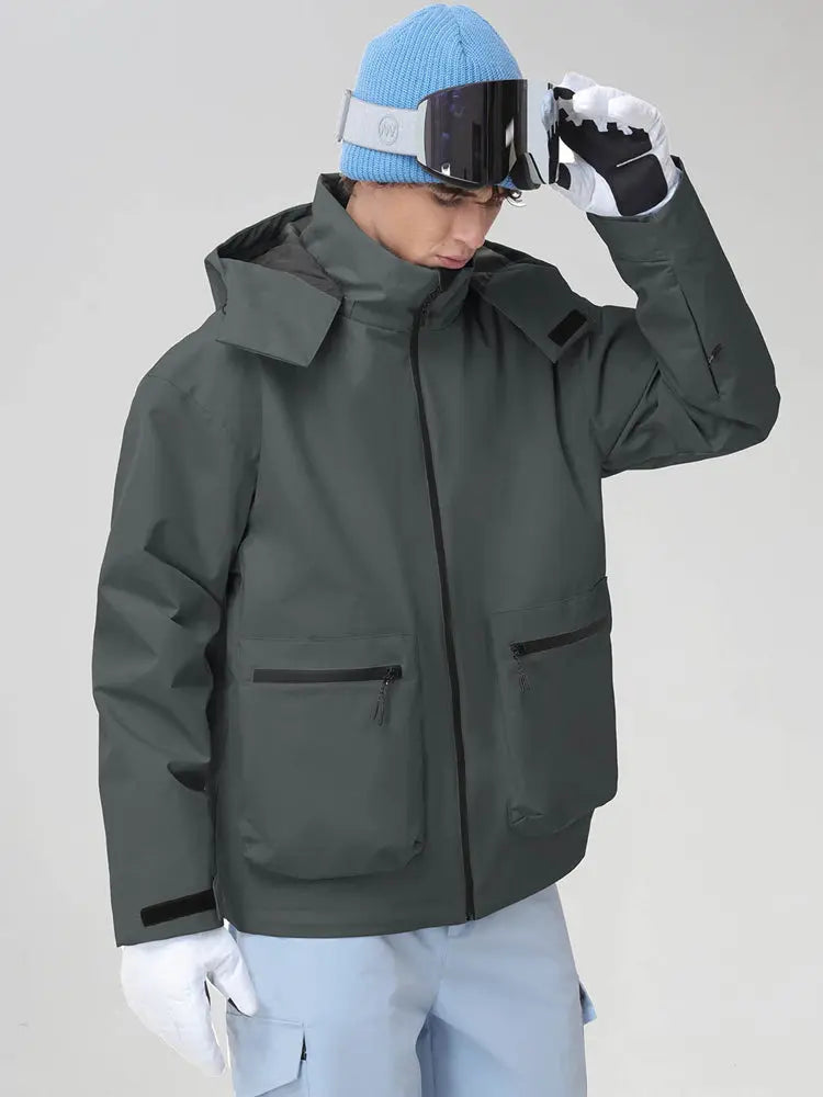 Men's Hooded Cargo Snowboarding Shell Jacket