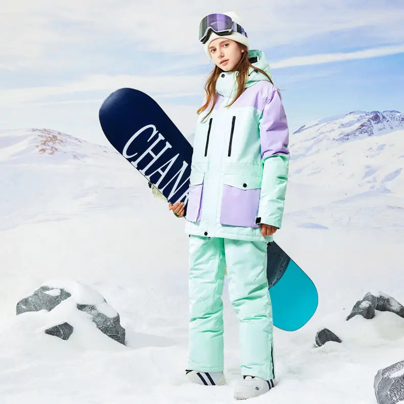 Stylish Womens Snowboard Outfits 2 Pieces Ski Overalls
