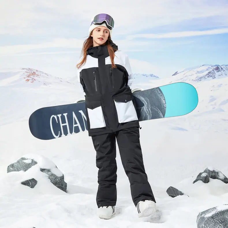 Stylish Womens Snowboard Outfits 2 Pieces Ski Overalls
