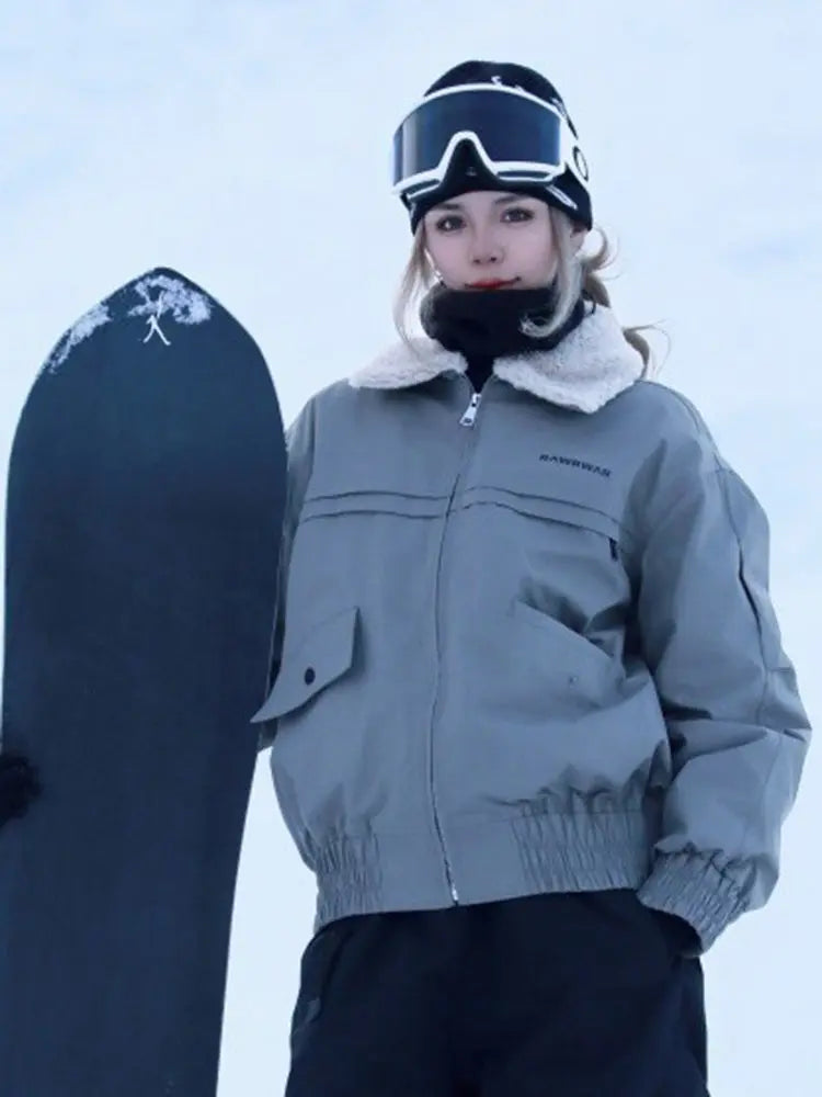 Unisex Sherpa Collar Ski Jacket — Warm Insulated Snowboard Coat