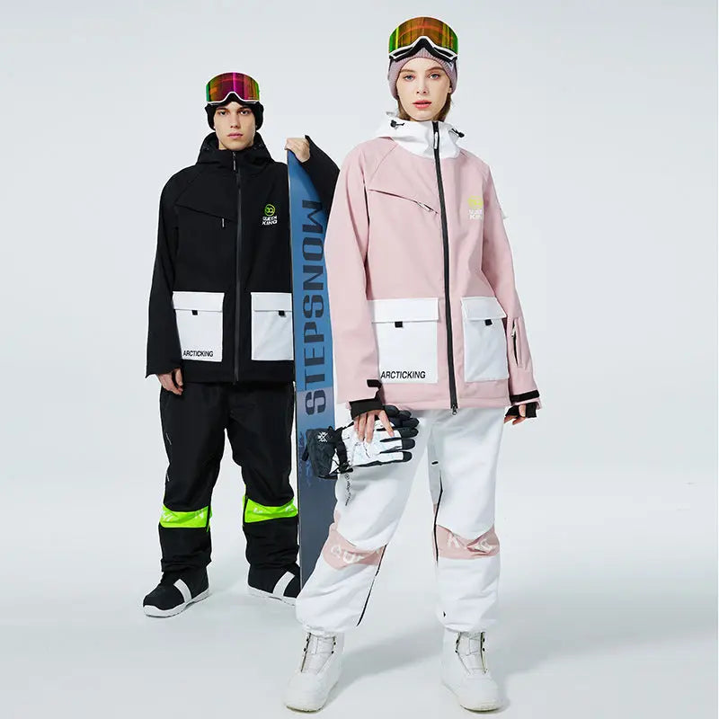 Winter Thick Ski Coat & Matched Pants Set Insulated Snowwear