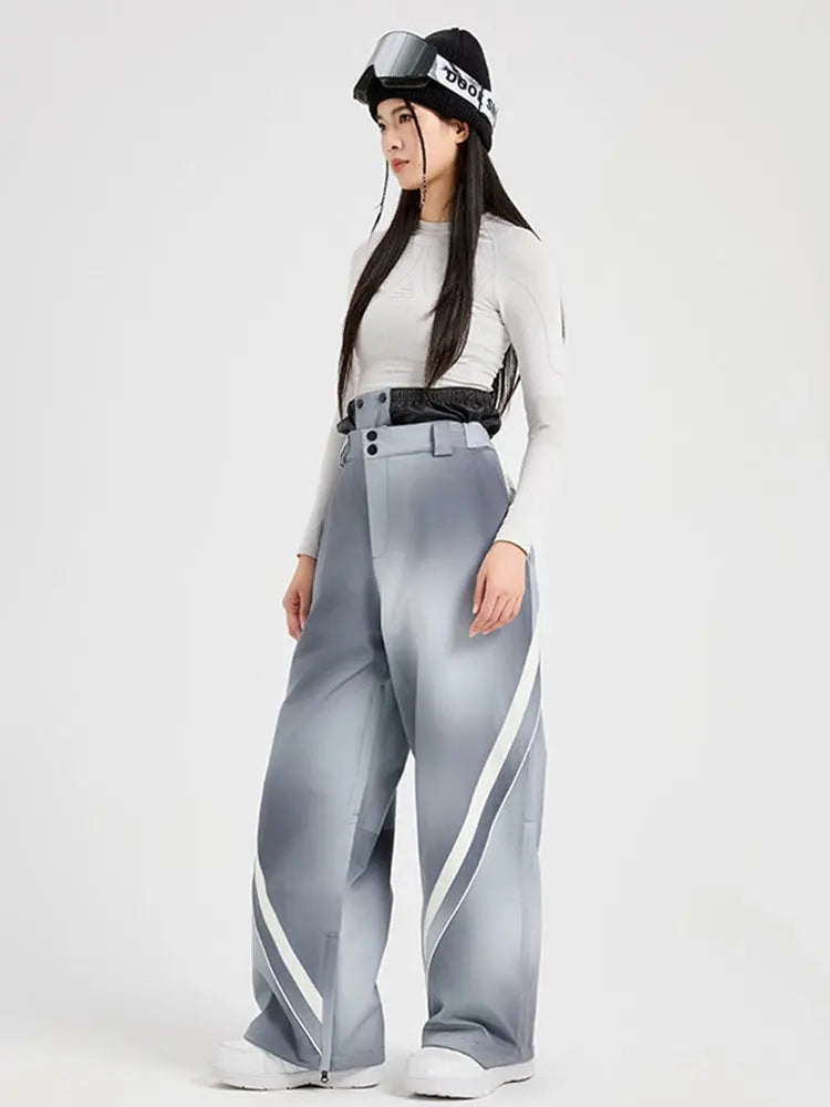 Women 3L Windproof Snow Pants Baggy Ski Trousers