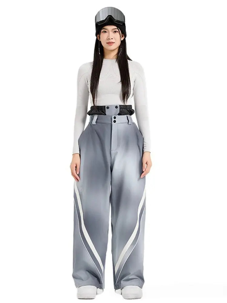 Women 3L Windproof Snow Pants Baggy Ski Trousers