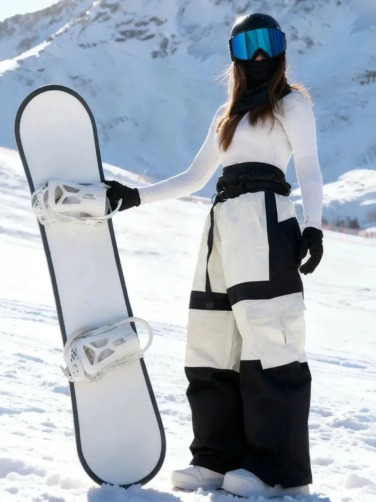 Women Cargo Snow Pants Baggy Warm Ski Trousers