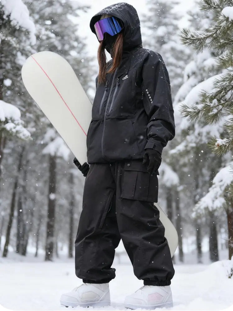 Women Cargo Snow Suits Baggy Snow Jacket & Pants