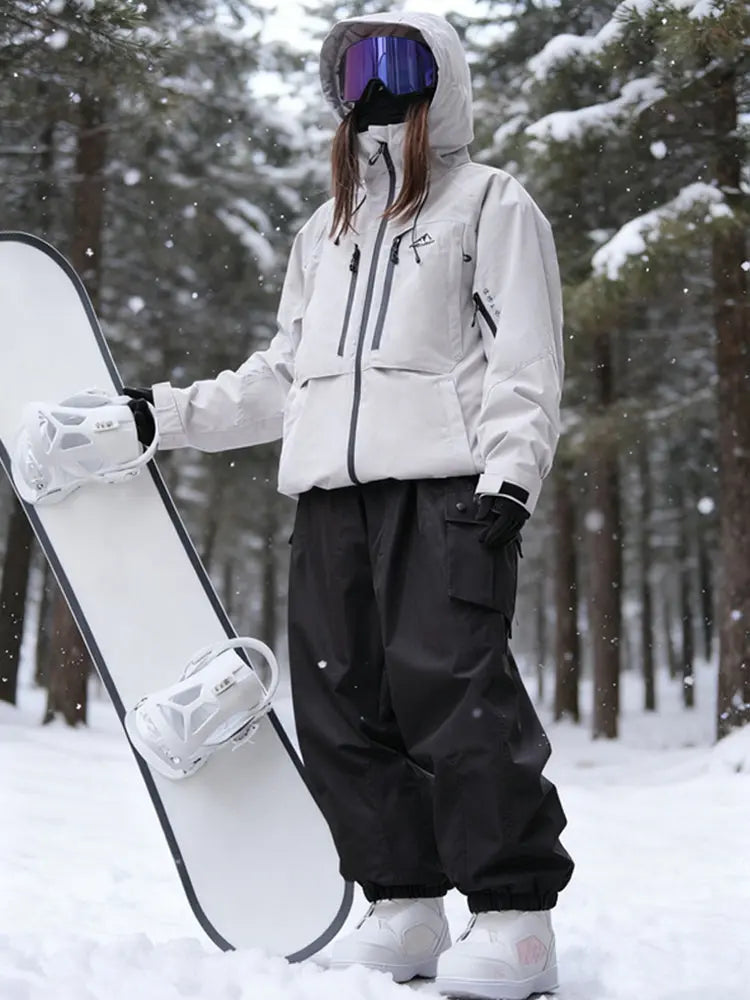 Women Cargo Snow Suits Baggy Snow Jacket & Pants