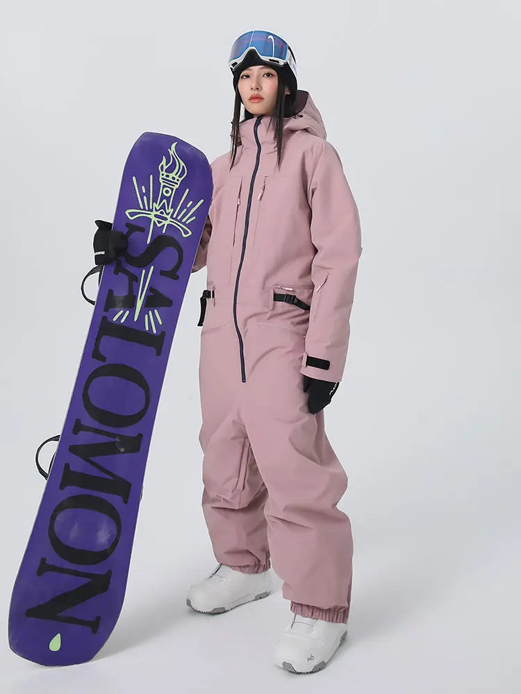 Women Chic One Piece Ski Suits Full Body Snow Jumpsuits