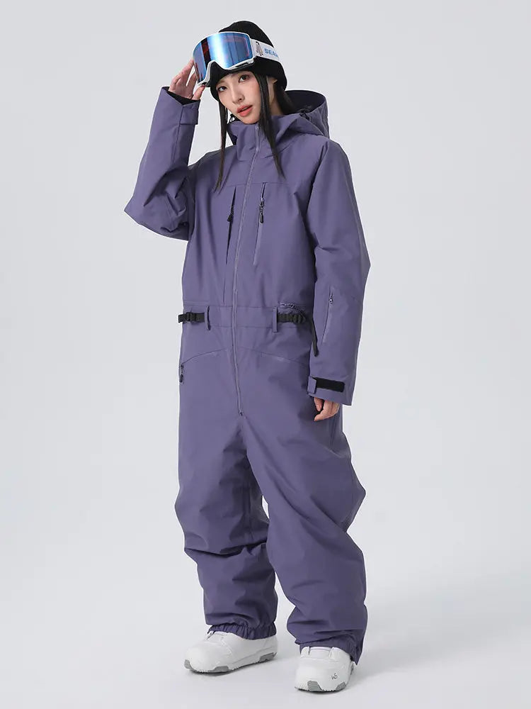 Women Chic One Piece Ski Suits Full Body Snow Jumpsuits