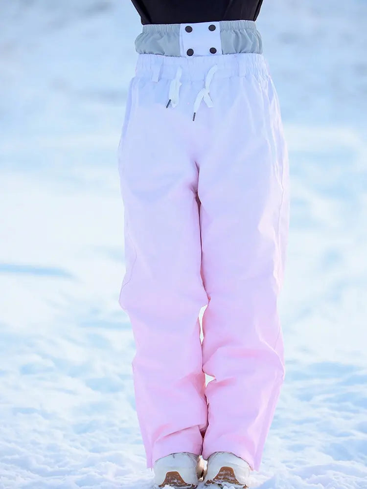 Women Gradient Color Snow Pants Cute Ski Trousers for Winter