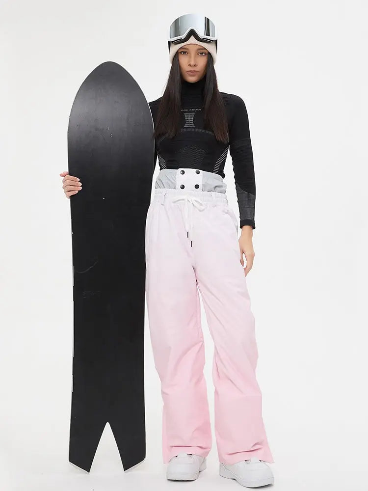 Women Gradient Color Snow Pants Cute Ski Trousers for Winter