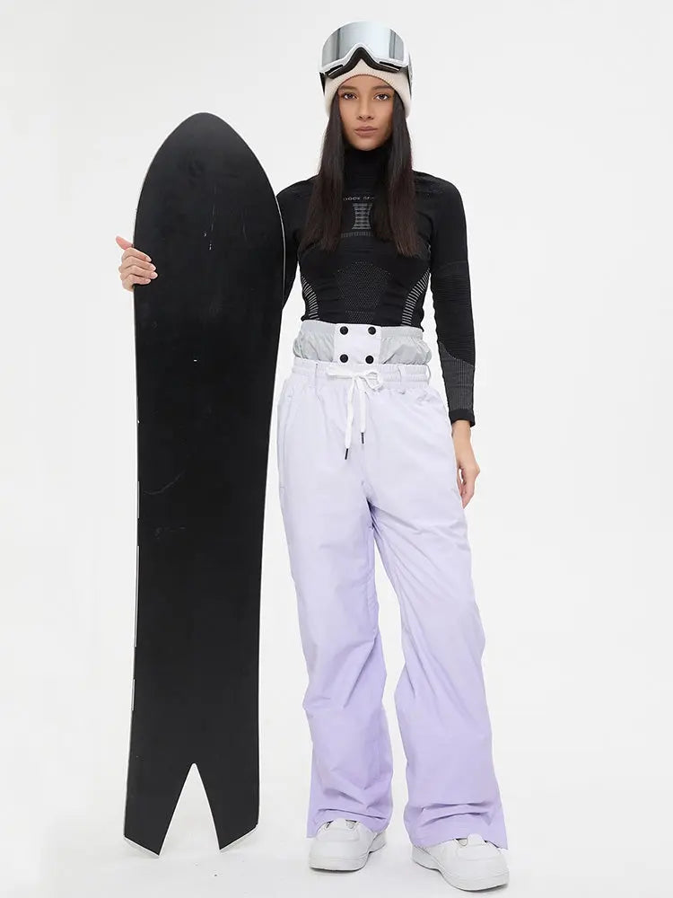 Women Gradient Color Snow Pants Cute Ski Trousers for Winter