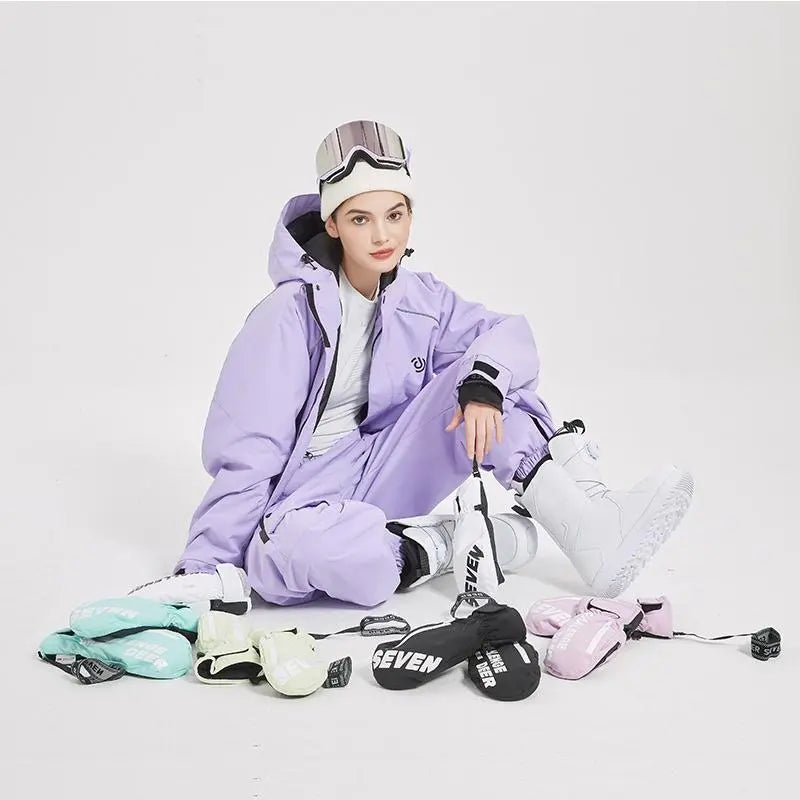 Women Insulated Snowboarding Jacket & Pants Set Hiking Snow Suits