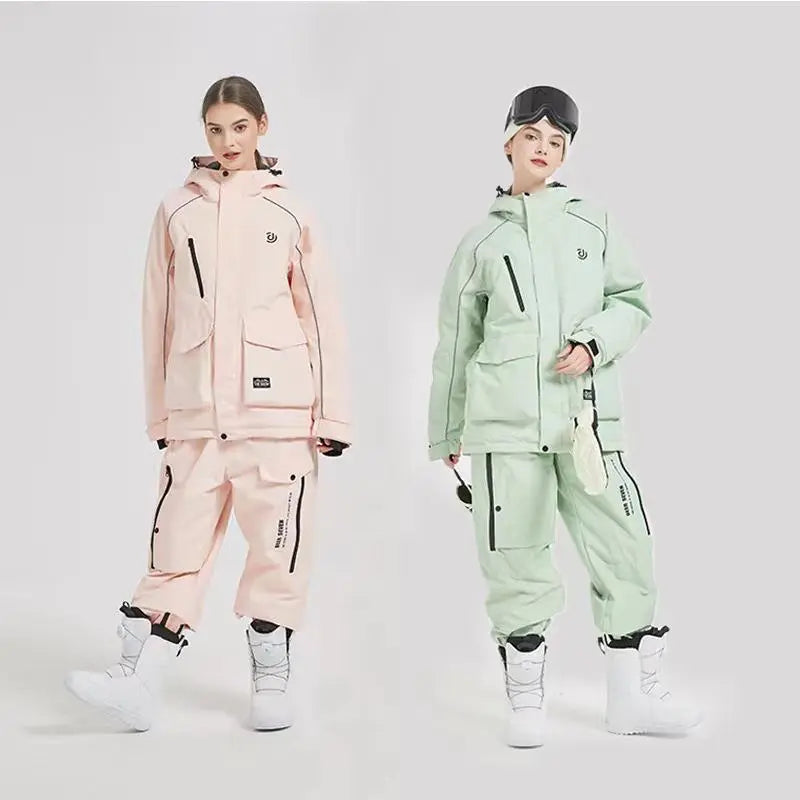 Women Insulated Snowboarding Jacket & Pants Set Hiking Snow Suits