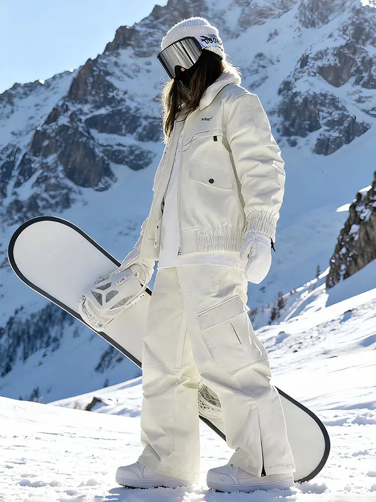 Women Lapel Collar 3L Snow Jacket &  Baggy Snow Trousers