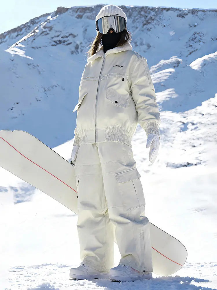 Women Lapel Collar 3L Snow Jacket &  Baggy Snow Trousers