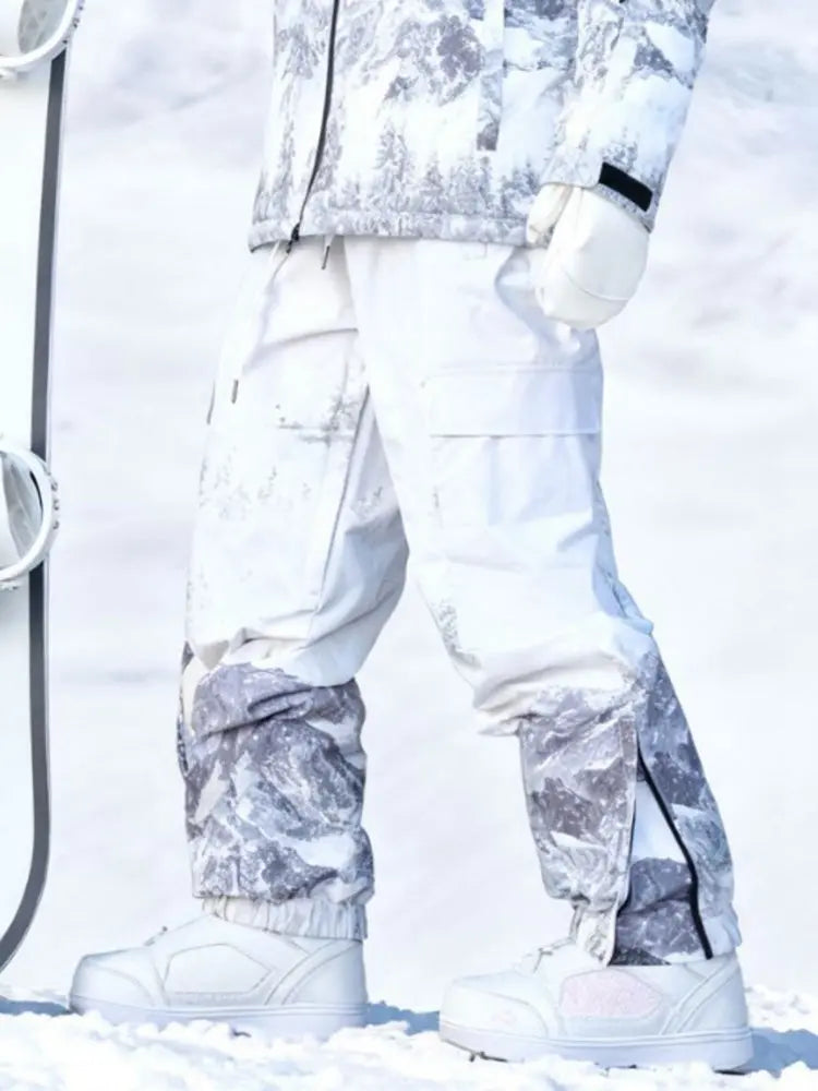 Women Printed Snow Pants Breathable Baggy Ski Pants