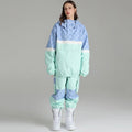 Women Colorblock Contrast Ski Set Anorak Jacket Cargo Jogger Pants