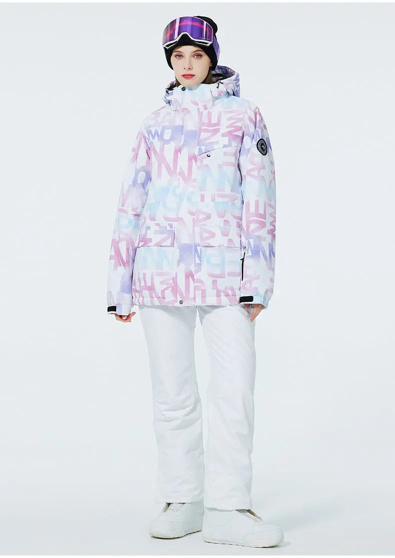 Women Printed Ski Set Insulated jacket & Bibs Pants