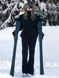 Women Slim Fit Ski Jacket & Flare Snow Pants Set